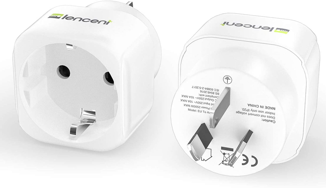 2 Pack Europe to AU Plug Adapter, LENCENT European to AU Adapter, Australia Outl