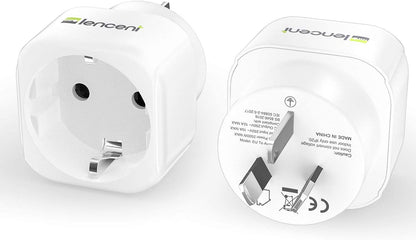 2 Pack Europe to AU Plug Adapter, LENCENT European to AU Adapter, Australia Outl