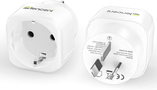 2 Pack Europe to AU Plug Adapter, LENCENT European to AU Adapter, Australia Outl