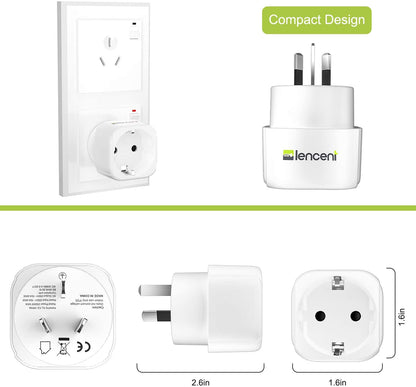 2 Pack Europe to AU Plug Adapter, LENCENT European to AU Adapter, Australia Outl