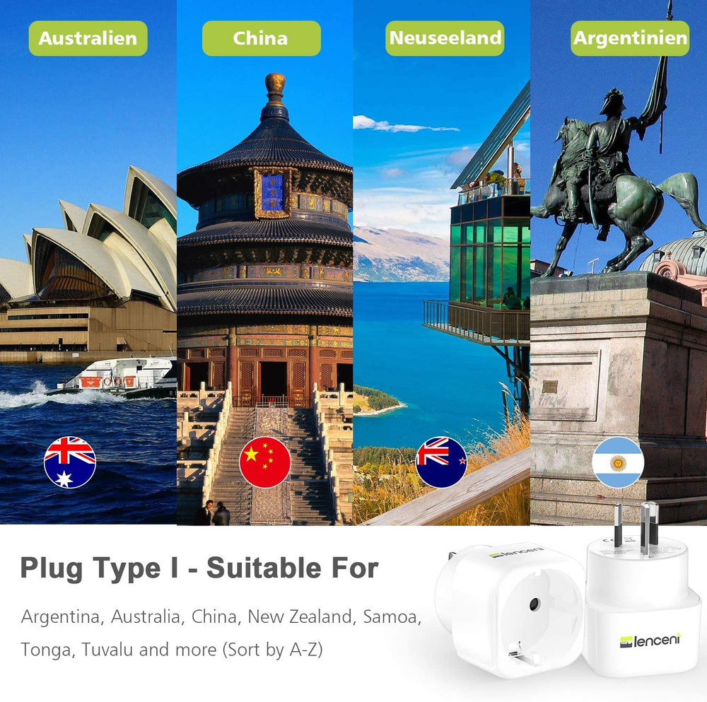 2 Pack Europe to AU Plug Adapter, LENCENT European to AU Adapter, Australia Outl
