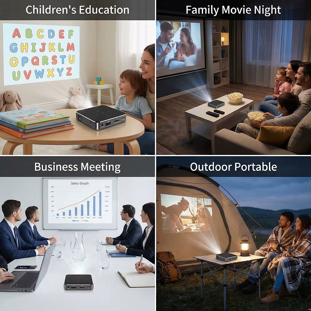 New Mini Dlp HD Projector Support 1080P Build in Battery Capacity Wired Phone Mirroring Proyector Home Theater Beamer