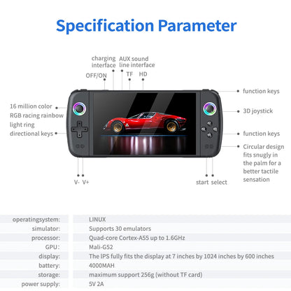 M27 Game Console Portable Pocket Retro Handheld Video Game Console 1024*600 Display 7.0 Inch Screen Gaming ﻿Support LINUX Emelec